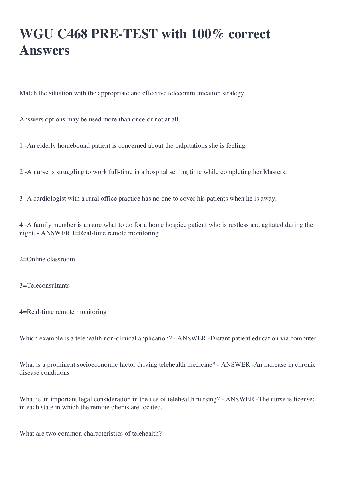 Preview image for WGU C468 PRE-TEST with 100% correct Answers